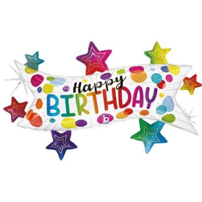 GLOBO BANNER H-BDAY ESTRELLAS 94 CM