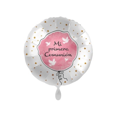 GLOBO COMUNION 18'ROSA Y BLANCO