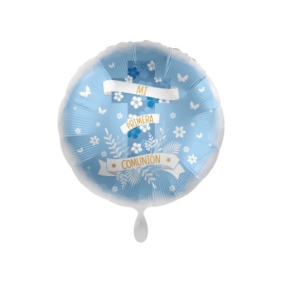 GLOBO COMUNION 18'AZUL FLORES