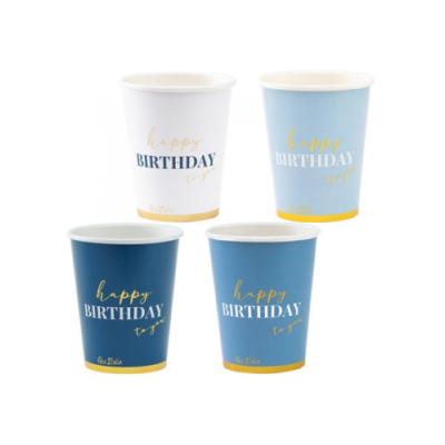 VASOS HAPPY BIRTHDAY AZUL 8 UND