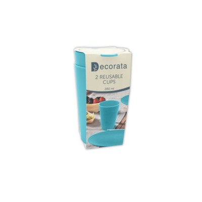 VASOS REUTILIZABLE 280 ML TURQUESA 2 UND