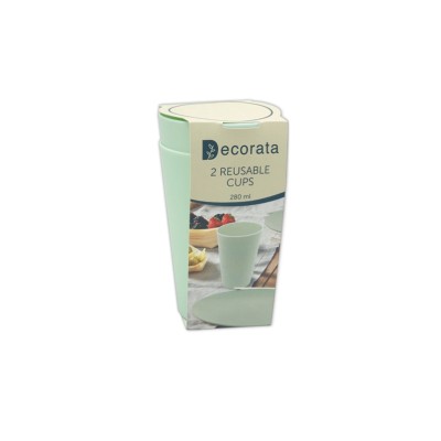 VASOS REUTILIZABLE 280 ML VERDE PASTEL  2 UND