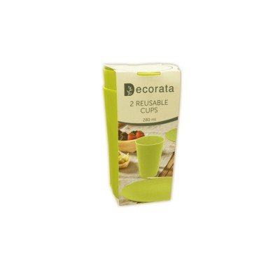 VASOS REUTILIZABLE 280 ML VERDE LIMA  2 UND