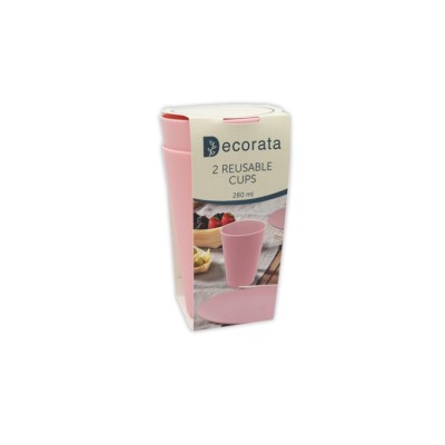 VASOS REUTILIZABLE 280 ML ROSA 2 UND