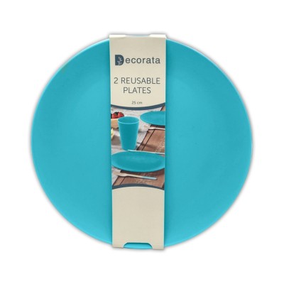 PLATOS REUTILIZABLES TURQUESA 25 CM 2 UND