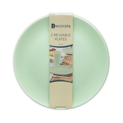 PLATOS REUTILIZABLES VERDE PASTEL 25 CM 2 UND