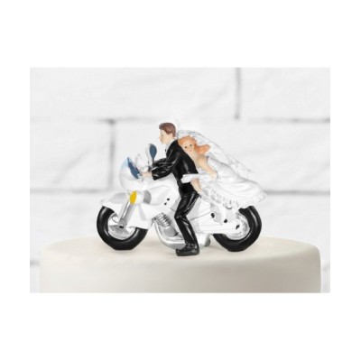 FIGURA BODA PAREJA EN MOTO 11.5 CM