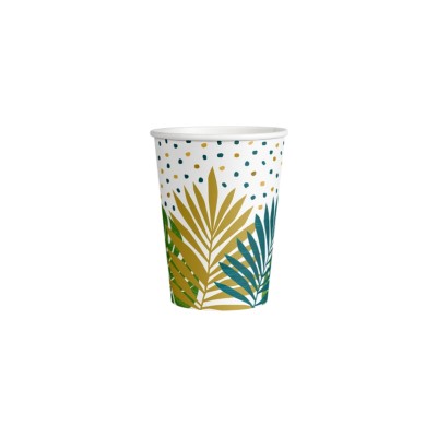 VASOS CARTON HOJAS TROPICAL 8 UND