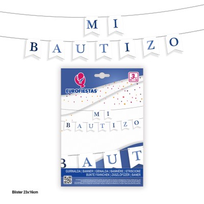 GUIRNALDA BAUTIZO BLANCO Y AZUL