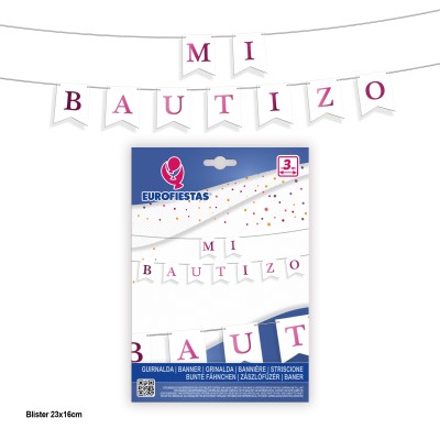 GUIRNALDA BAUTIZO BLANCO Y ROSA