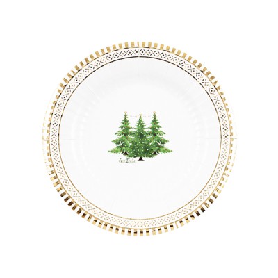 PLATO ORO CON ARBOLES 21 CM 8 UND