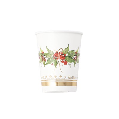 VASOS CARTON GOLD GARLAND 250 CC 8 UND
