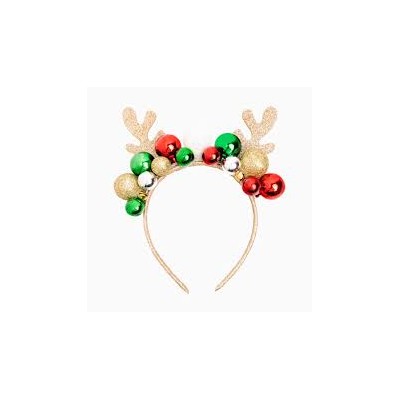 DIADEMA BOLAS NAVIDAD Y CUERNOS