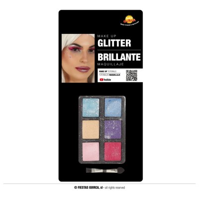 SET 6 COLORES SOMBRA CON GLITTER CON PINCEL
