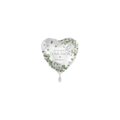 GLOBO FOIL CORAZON COMUNION & EUCALIPTO 18'