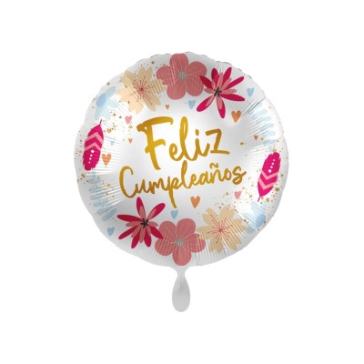 GLOBO FELIZ CUMPLEAÑOS FLORES 18'