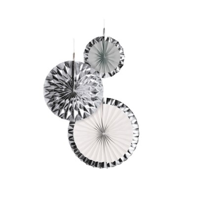 ABANICO DECO PAPEL PLATA 3 UND