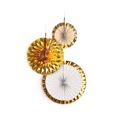ABANICOS DECO ORO 3 UND