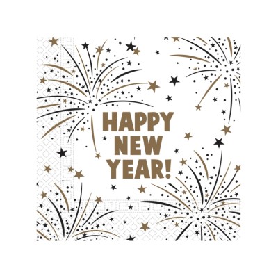 SERVILLETAS NEW YEAR BLANCO 33 CM