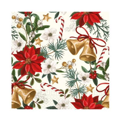 SERVILLETAS CAMPANAS 33 CM 20 UND