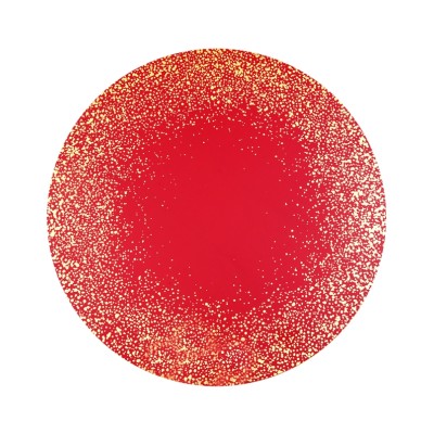 BAJOPLATO CONFETTI FONDO ROJO 34 CM 6 UND