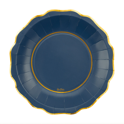 PLATOS AZUL BORDE ORO 27 CM 8 UND