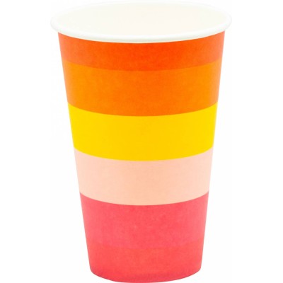 VASOS DE CARTON NARANJA, AMARILLO Y ROSA 10 UND