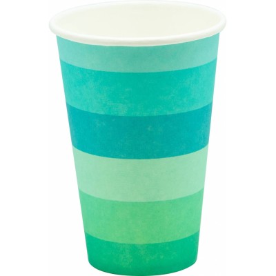 VASOS DE CARTON RAYAS VERDE MENTA 10 UND