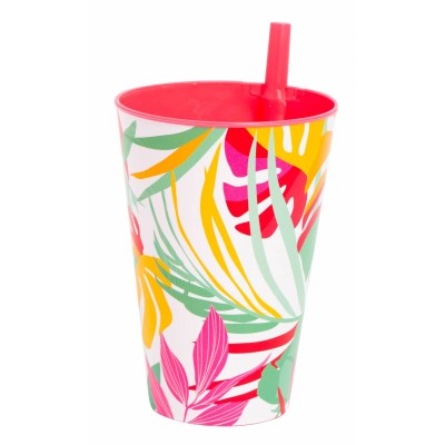 VASO REUTILIZABLE CON PAJITA VERANO
