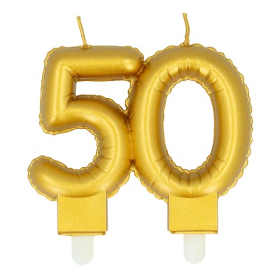VELA CUMPLE N.50 ORO 14 CM