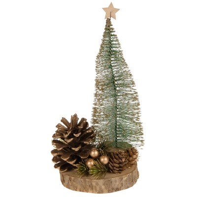 ARBOL CON PIÑA Y BASE MADERA 25 CM