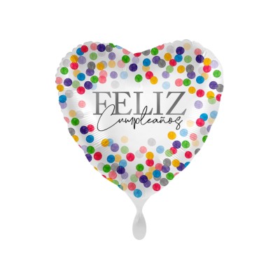 GLOBO FOIL CORAZON FELIZ CUMPLE CONFETTI 18'
