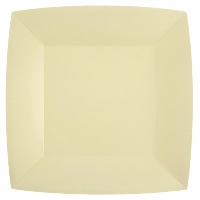PLATO CARTON CUADRADO MARFIL 23CM 10 UND