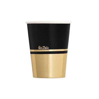 VASO CARTON NEGRO Y ORO 250CC 8 UND