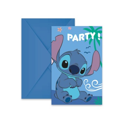 INVITACIONES STITCH Y ANGEL 6 UND