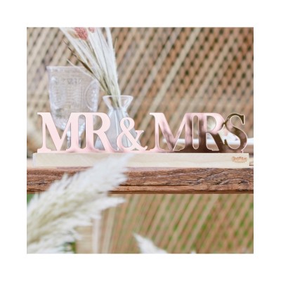 DECO MESA ¨MR & MRS¨ ROSA ORO