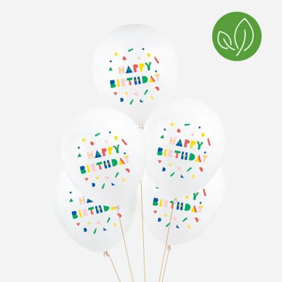 GLOBOS LATEX 5 UND HAPPY BDAY -MLD