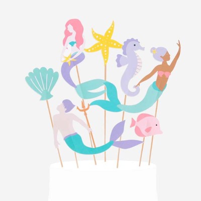 TOPPER PASTEL SIRENAS 7 PZAS