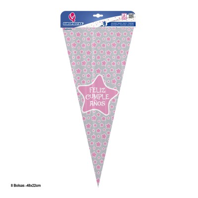 BOLSA CHUCHES TRIANGULO CUMPLE ROSA 8 UND