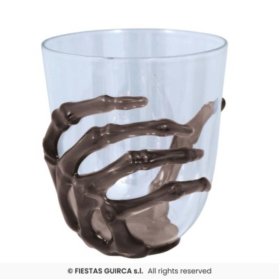 VASO TRANSP., MANO ESQUELETO NEGRA, 9.5 CMS.