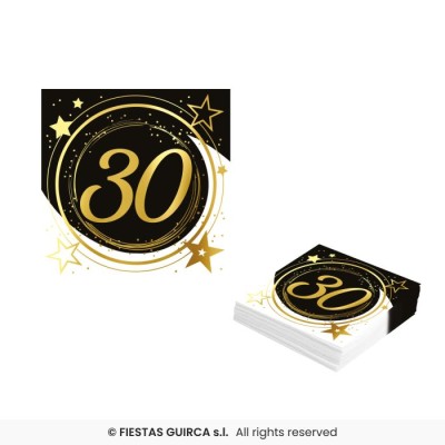BOLSA 12 SERVILLETAS 30 AÑOS 16 CM