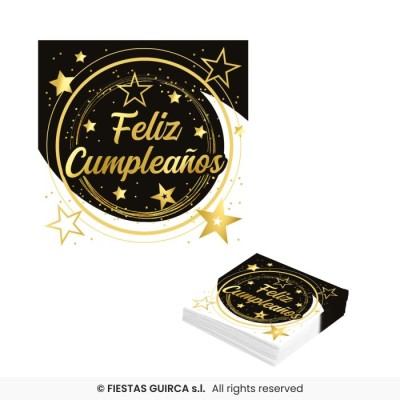 20 SERVILLETAS FELIZ CUMPLEAÑOS 16 CM