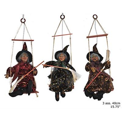 ADORNO COLGANTE BRUJA 40 CM CON SONIDO 3 ASST