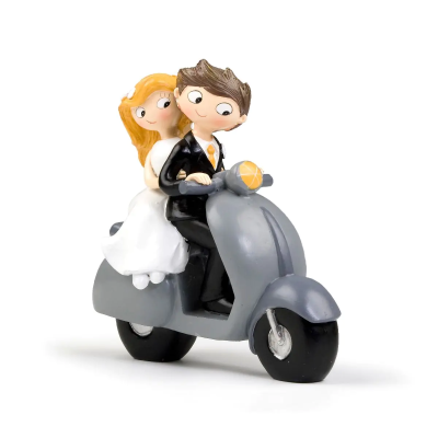 FUGURA TARTA BODAS NOVIOS MOTOS 17 CM