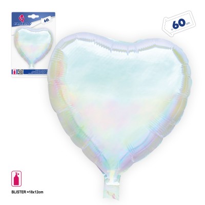 GLOBO FOIL CORAZON IRISDISCENTE 60CM