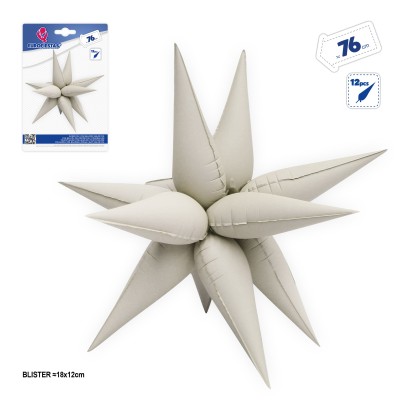 GLOBO FOIL ESTRELLA 3D BLANCA MATE 76CM