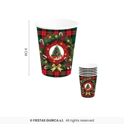VASOS ARBOL DE NAVIDAD 240 ML 6 UND