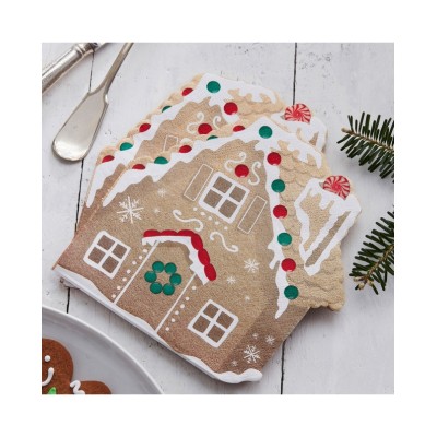 SERVILLETAS FORMA CASA GALLETA 17 CM 16 UND