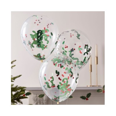 GLOBOS LATEX CON CONFETI MUERDAGO 5 UND