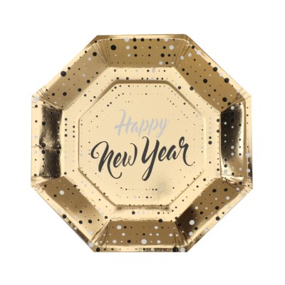 PLATOS HAPPY NEW YEAR ORO 23 CM 10 UND